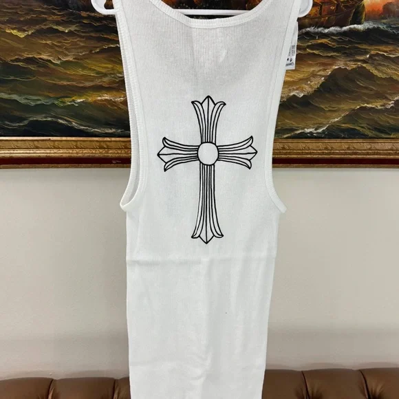 Brand New Chrome Hearts CH Tank Top/Dress Back Cross Logo White Sz M Brand New Chrome Hearts CH Tank Top/Dress Back Cross Logo White Sz M